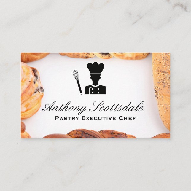 Tarjeta De Visita Icono del chef Whisk | Pasteles (Anverso)