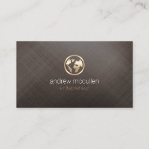 Tarjeta De Visita Icono del globo de emprendedor Gold Cepillado Meta