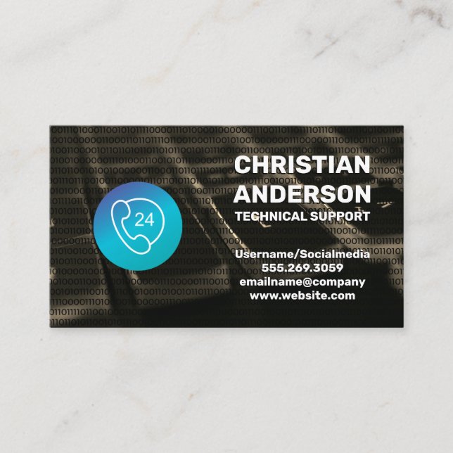 Tarjeta De Visita Icono del teléfono 24 | Servicio técnico (Anverso)