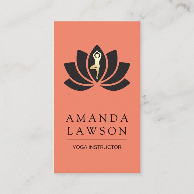 Tarjeta De Visita Icono Flor Yoga Pose (Anverso)