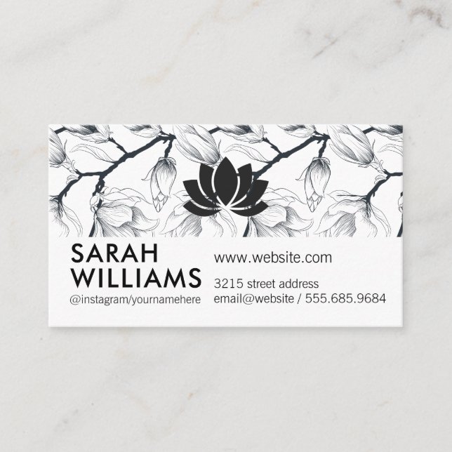 Tarjeta De Visita Icono floral con ramas naturales de flores (Anverso)