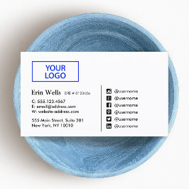 Tarjeta De Visita Icono profesional de medios sociales Añadir su log