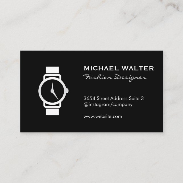 Tarjeta De Visita Icono Sleek Black Watch (Anverso)