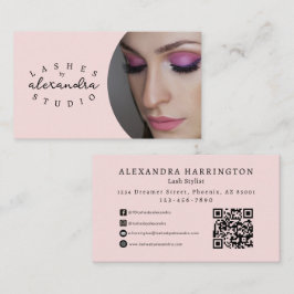 Tarjeta De Visita Icono social de código QR de escritura rosa sonros
