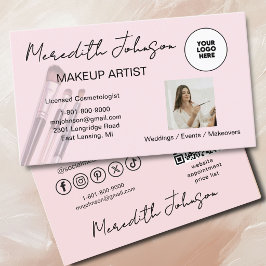 Tarjeta De Visita **Icono Social de Código QR de Foto de Maquillaje 