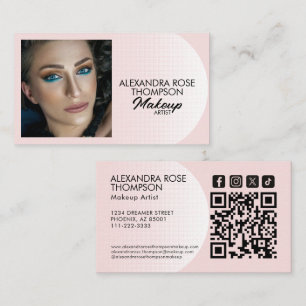 Tarjeta De Visita Icono Social Qr de Artista de Maquillaje Patrón Ro
