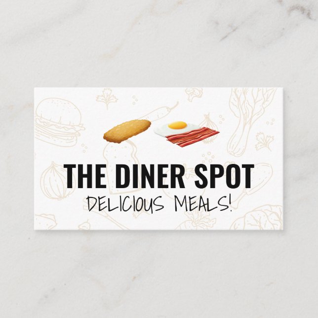 Tarjeta De Visita Iconos alimentarios | Bacon y huevos (Anverso)