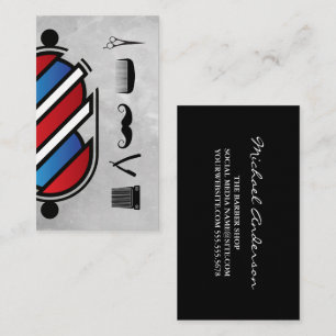 Tarjeta De Visita Iconos de Barber Shop   Barber Polo