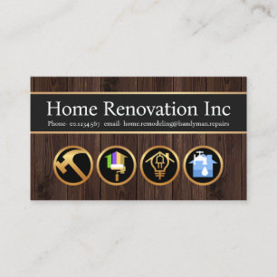 Tarjeta De Visita Iconos de construcción de Handyman de madera de Ma