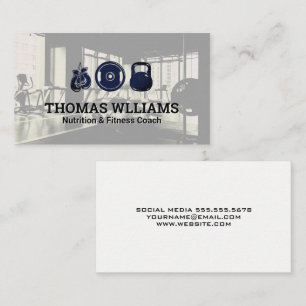 Tarjeta De Visita Iconos de fitness   Gym Background Business Card