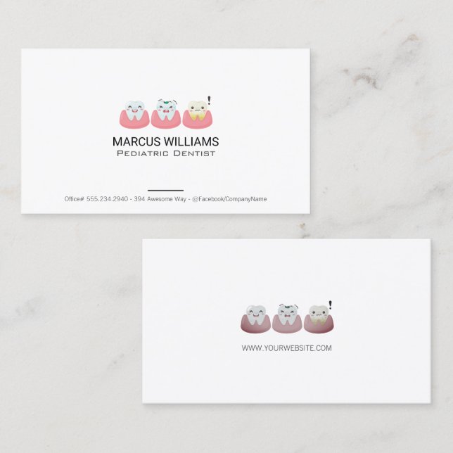 Tarjeta De Visita Iconos de gomas de dientes cortos (Anverso / Reverso)