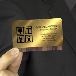 Tarjeta De Visita Iconos de herramientas de construcción   Fondo Met