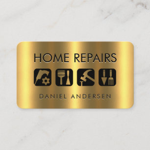 Tarjeta De Visita Iconos de herramientas de reparación de Gold Handy