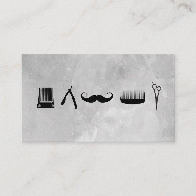 Tarjeta De Visita Iconos de la barbería Fondo del agua (Anverso)