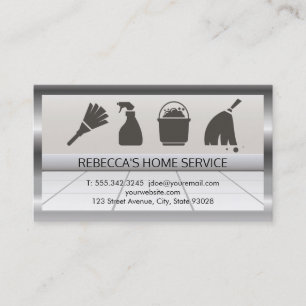 Tarjeta De Visita Iconos de limpieza de casas   Piso