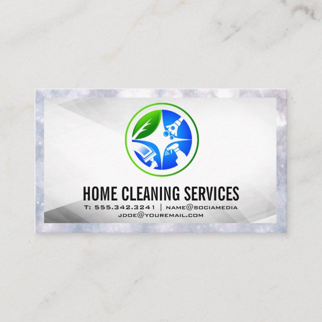 Tarjeta De Visita Iconos de limpieza de casas | Servicios Maid (Anverso)