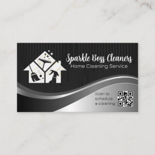 Tarjeta De Visita Iconos de limpieza del hogar   Código QR