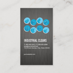 Tarjeta De Visita Iconos de limpieza industrial   Comercial