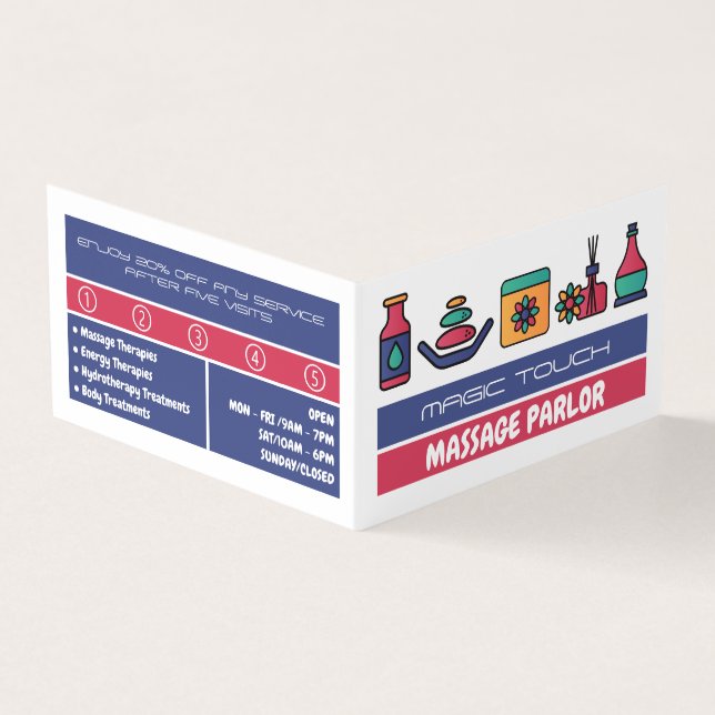 Tarjeta De Visita Iconos de masaje, Terapia de Masaje, Lealtad de sa (Exterior)