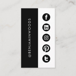 Tarjeta De Visita Iconos de medios sociales blanco negro moderno min