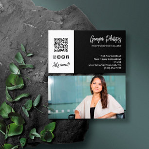 Tarjeta De Visita Iconos de medios sociales en blanco negro con códi