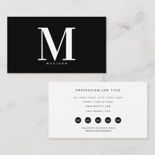 Tarjeta De Visita Iconos de medios sociales en un monograma blanco n