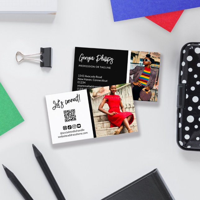 Tarjeta De Visita Iconos de medios sociales negros QR Foto de código (Subido por el creador)