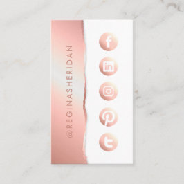 Tarjeta De Visita Iconos de medios sociales subió lujo elegante y do