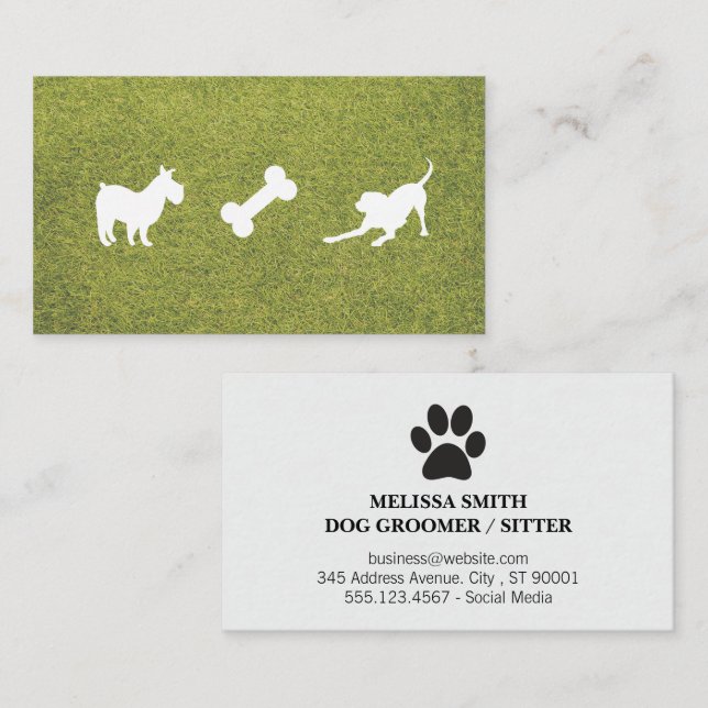 Tarjeta De Visita Iconos de perro | Turf hueso | Formador (Anverso / Reverso)