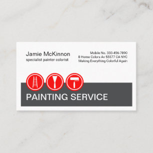 Tarjeta De Visita Iconos de pintura roja en capa gris Painter