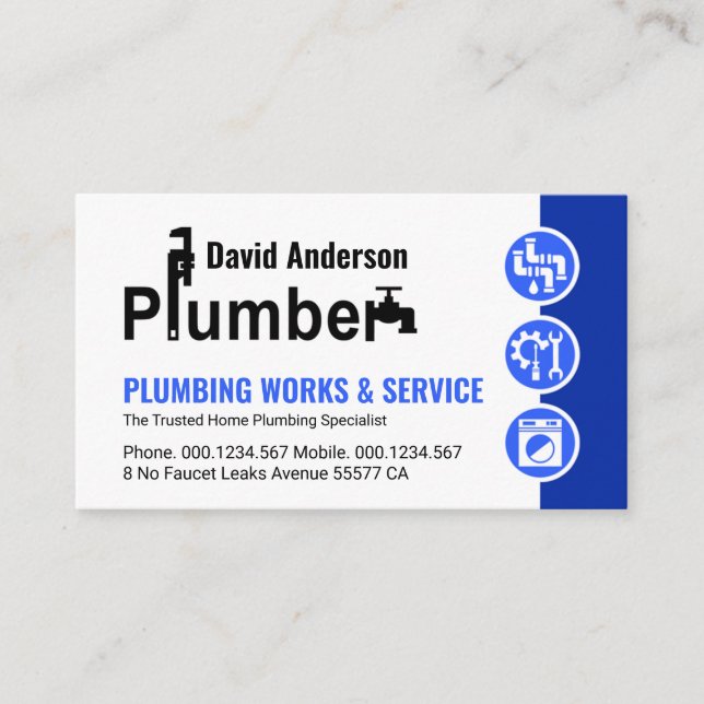 Tarjeta De Visita Iconos de plomo creativo para señalización azul (Anverso)