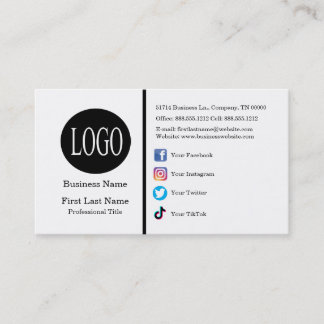 Tarjeta De Visita Iconos de redes sociales de logotipo personalizado
