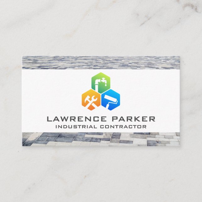 Tarjeta De Visita Iconos de reparación de construcción | Mosaico de  (Anverso)