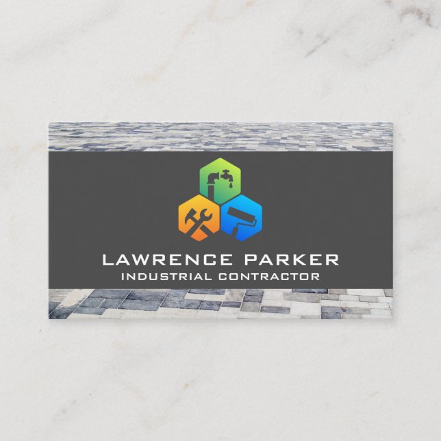 Tarjeta De Visita Iconos de reparación del constructor | Trabajador  (Anverso)