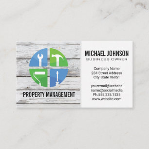 Tarjeta De Visita Iconos de reparación del hogar   Madera