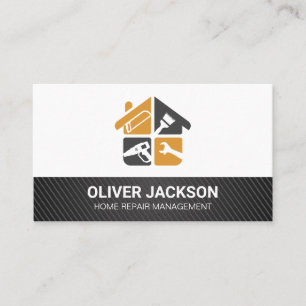 Tarjeta De Visita Iconos de reparador de hogar de construcción   Con
