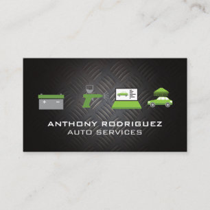Tarjeta De Visita Iconos de servicio automático   Técnico Mecánico