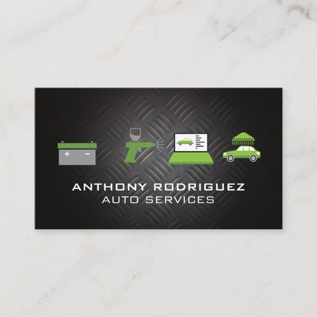 Tarjeta De Visita Iconos de servicio automático | Técnico Mecánico (Anverso)