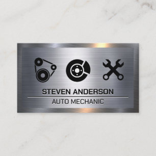 Tarjeta De Visita Iconos de servicio de automóvil   Metal