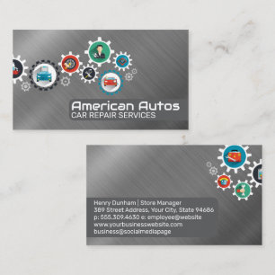 Tarjeta De Visita Iconos de servicio de automóviles   Mecánico
