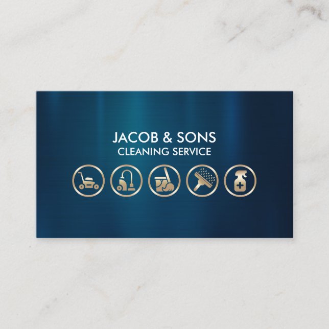 Tarjeta De Visita Iconos de Servicio de Limpieza (Anverso)