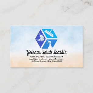 Tarjeta De Visita Iconos de Servicio de Limpieza   Criada   Fregador
