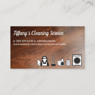 Tarjeta De Visita Iconos de servicio de limpieza   Suelos de madera