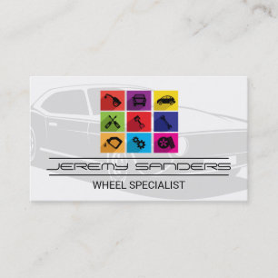 Tarjeta De Visita Iconos de servicio   Logotipo de neumático de auto
