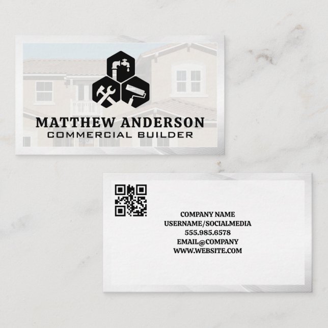 Tarjeta De Visita Iconos de servicio residencial | Propiedad residen (Anverso / Reverso)