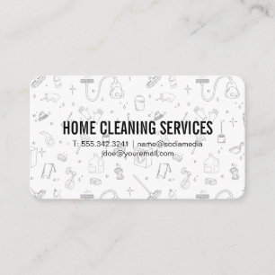 Tarjeta De Visita Iconos de servicios de limpieza de casas   Baldosa