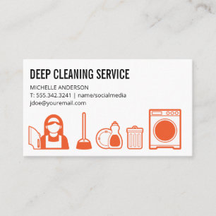 Tarjeta De Visita Iconos de servicios de limpieza   Limpiador