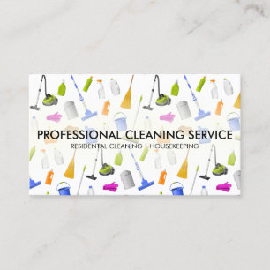Tarjeta De Visita Iconos de Servicios de Limpieza Lindos