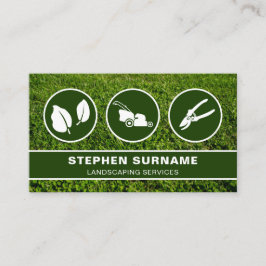 Tarjeta De Visita Iconos de silueta de cuidado de césped Landscaper 