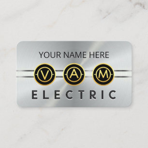 Tarjeta De Visita Iconos de Símbolos Eléctricos Capa Plateada